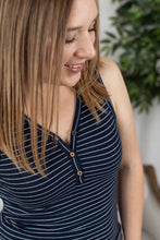 Load image into Gallery viewer, Addison Henley Tank - Navy w/ White Stripe