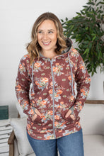 Load image into Gallery viewer, Rust Floral FullZip Hoodie