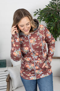 Rust Floral FullZip Hoodie