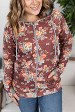 Load image into Gallery viewer, Rust Floral FullZip Hoodie