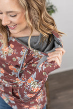 Load image into Gallery viewer, Rust Floral FullZip Hoodie