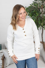 Load image into Gallery viewer, Brittney Button Sweater - White