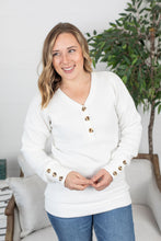 Load image into Gallery viewer, Brittney Button Sweater - White