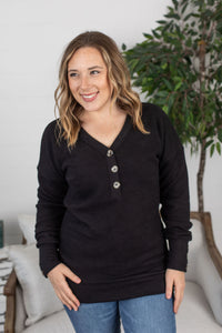 Brittney Button Sweater - Black