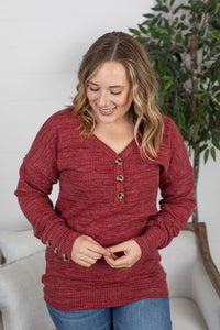 Brittney Button Sweater - Berry