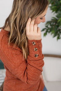 Brittney Button Sweater - Pumpkin