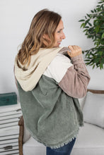 Load image into Gallery viewer, Hooded Colorblock Corduroy Jacket