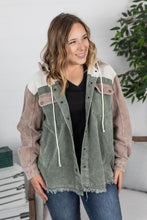 Load image into Gallery viewer, Hooded Colorblock Corduroy Jacket
