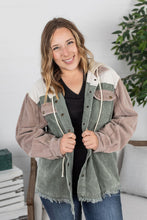 Load image into Gallery viewer, Hooded Colorblock Corduroy Jacket