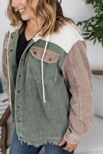 Load image into Gallery viewer, Hooded Colorblock Corduroy Jacket