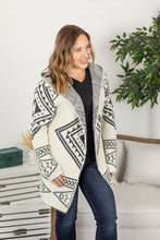 Load image into Gallery viewer, Hooded Aztec Cardigan - Black and Cream