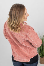 Load image into Gallery viewer, Destroyed Hem Corduroy Jacket - Frosted Cranberry
