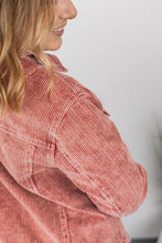 Load image into Gallery viewer, Destroyed Hem Corduroy Jacket - Frosted Cranberry