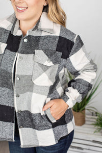 Holly Plaid Shacket - Black and White