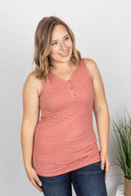 Load image into Gallery viewer, Addison Henley Tank - Dark Pink w/White Stripes