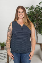 Load image into Gallery viewer, Addison Henley Tank - Navy w/ White Stripe