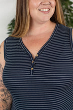 Load image into Gallery viewer, Addison Henley Tank - Navy w/ White Stripe