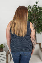 Load image into Gallery viewer, Addison Henley Tank - Navy w/ White Stripe