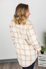 Load image into Gallery viewer, Dolly Long Plaid Shacket  - Camel and Cream