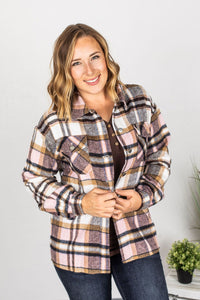 Molly Plaid Shacket - Pink and Brown