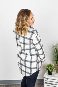 Dolly Long Plaid Shacket - Black and White