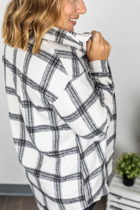 Dolly Long Plaid Shacket - Black and White