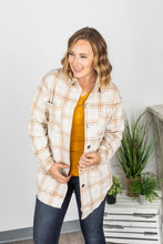 Load image into Gallery viewer, Dolly Long Plaid Shacket  - Camel and Cream