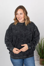 Load image into Gallery viewer, Vintage Wash Ribbed Pullover - Black