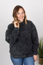 Load image into Gallery viewer, Vintage Wash Ribbed Pullover - Black