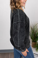 Load image into Gallery viewer, Vintage Wash Ribbed Pullover - Black