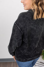 Load image into Gallery viewer, Vintage Wash Ribbed Pullover - Black