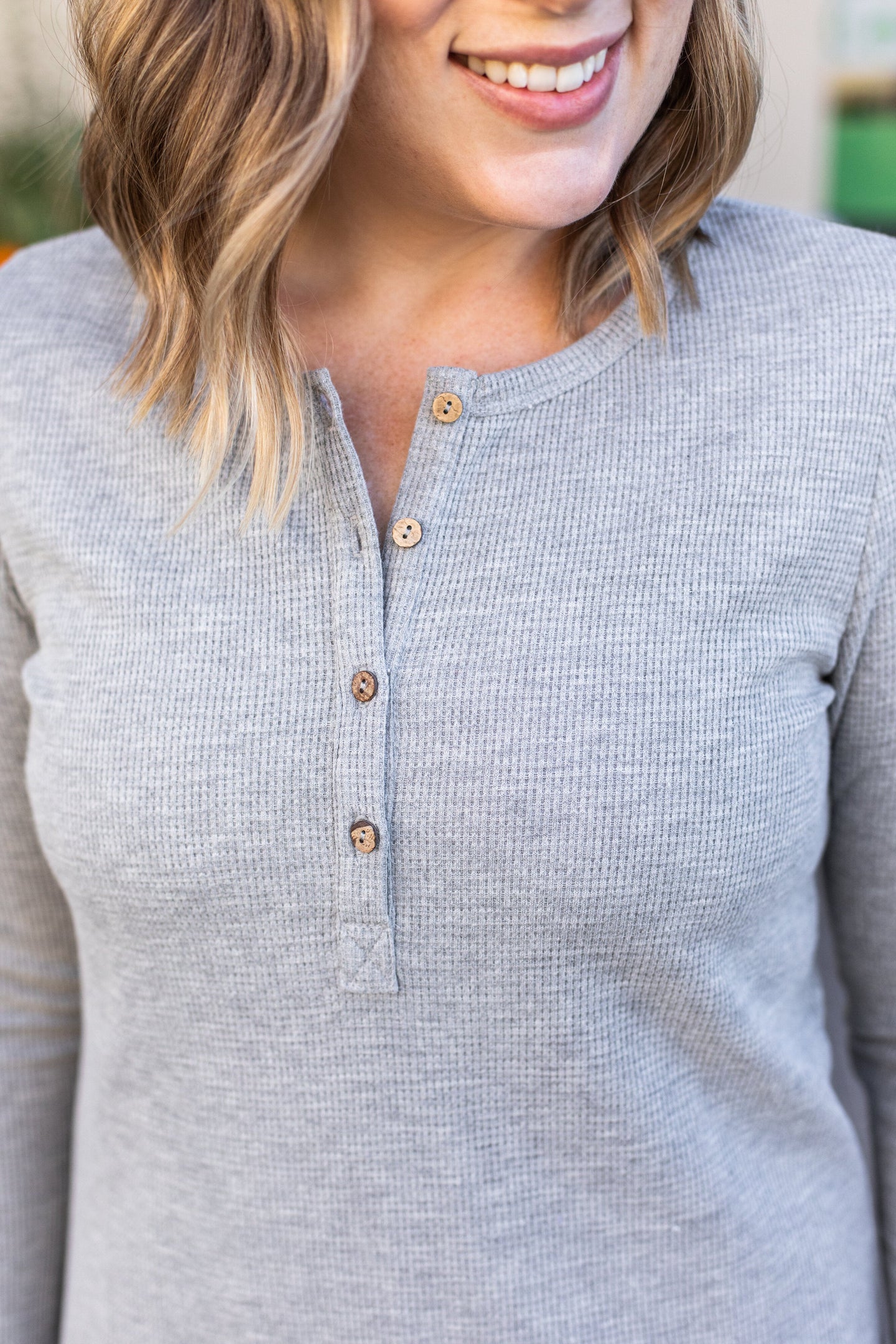 Harper Long Sleeve Henley - Light Grey