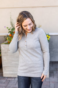 Harper Long Sleeve Henley - Light Grey
