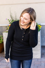 Load image into Gallery viewer, Harper Long Sleeve Henley - Black