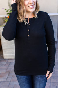 Harper Long Sleeve Henley - Black