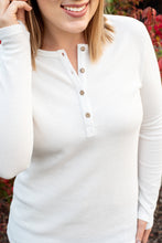 Load image into Gallery viewer, Harper Long Sleeve Henley - White