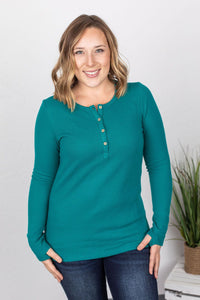 Harper Long Sleeve Henley - Teal