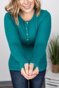Harper Long Sleeve Henley - Teal