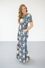 Load image into Gallery viewer, Steel Blue Floral Maxi | Nursing option available
