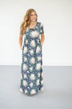 Load image into Gallery viewer, Steel Blue Floral Maxi | Nursing option available