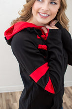 Load image into Gallery viewer, Black and Red Varsity Hoodie