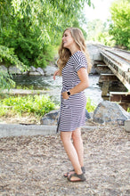 Load image into Gallery viewer, Dress with Pockets | Black and White Stripes