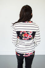 Load image into Gallery viewer, Striped Floral Crew Neck