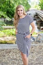 Load image into Gallery viewer, Dress with Pockets | Black and White Stripes