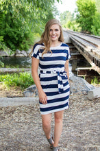 Load image into Gallery viewer, Dress with Pockets | Large Navy Stripes