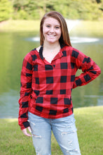 Load image into Gallery viewer, Sadie Kangaroo Top | Red Buffalo Plaid