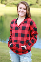 Load image into Gallery viewer, Sadie Kangaroo Top | Red Buffalo Plaid