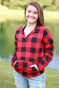 Sadie Kangaroo Top | Red Buffalo Plaid