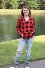 Load image into Gallery viewer, Sadie Kangaroo Top | Red Buffalo Plaid