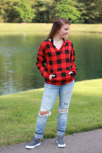 Load image into Gallery viewer, Sadie Kangaroo Top | Red Buffalo Plaid